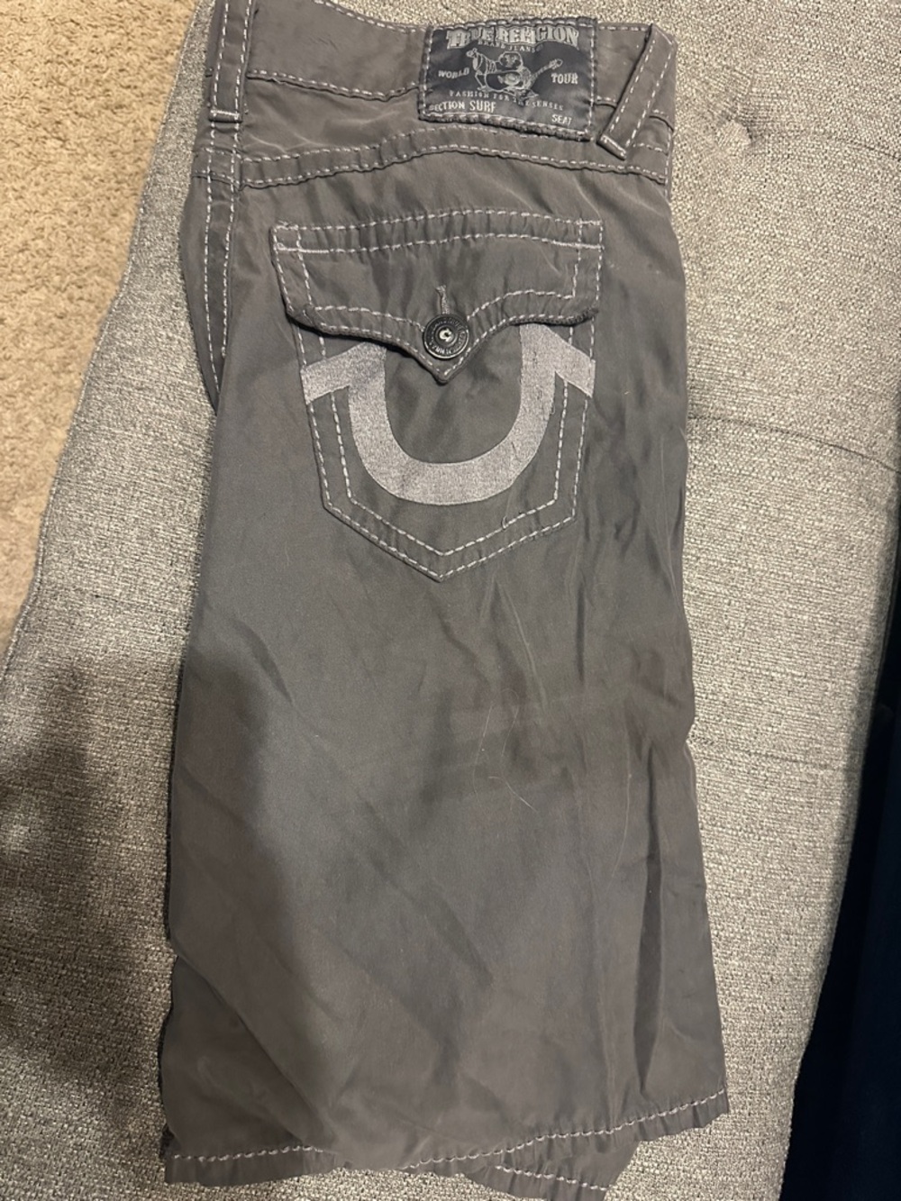 True Religion Men’s Charcoal Relaxed Pocket Swim Trunks